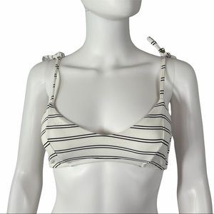 Vitamin A White & Black Striped Bikini Top Ties at Shoulders